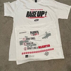 2025 Hurricanes Hockey White Playoffs T-Shirt‎ and Towel Set